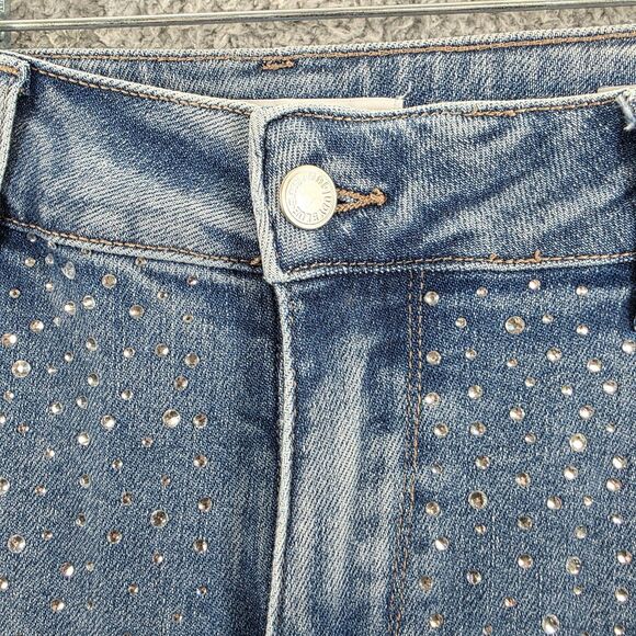 Nwt Judy Blue Women's Jeans Sz 14W Slim Fit Denim Diamonds Rhinestone Ripped Mom - Picture 4 of 16